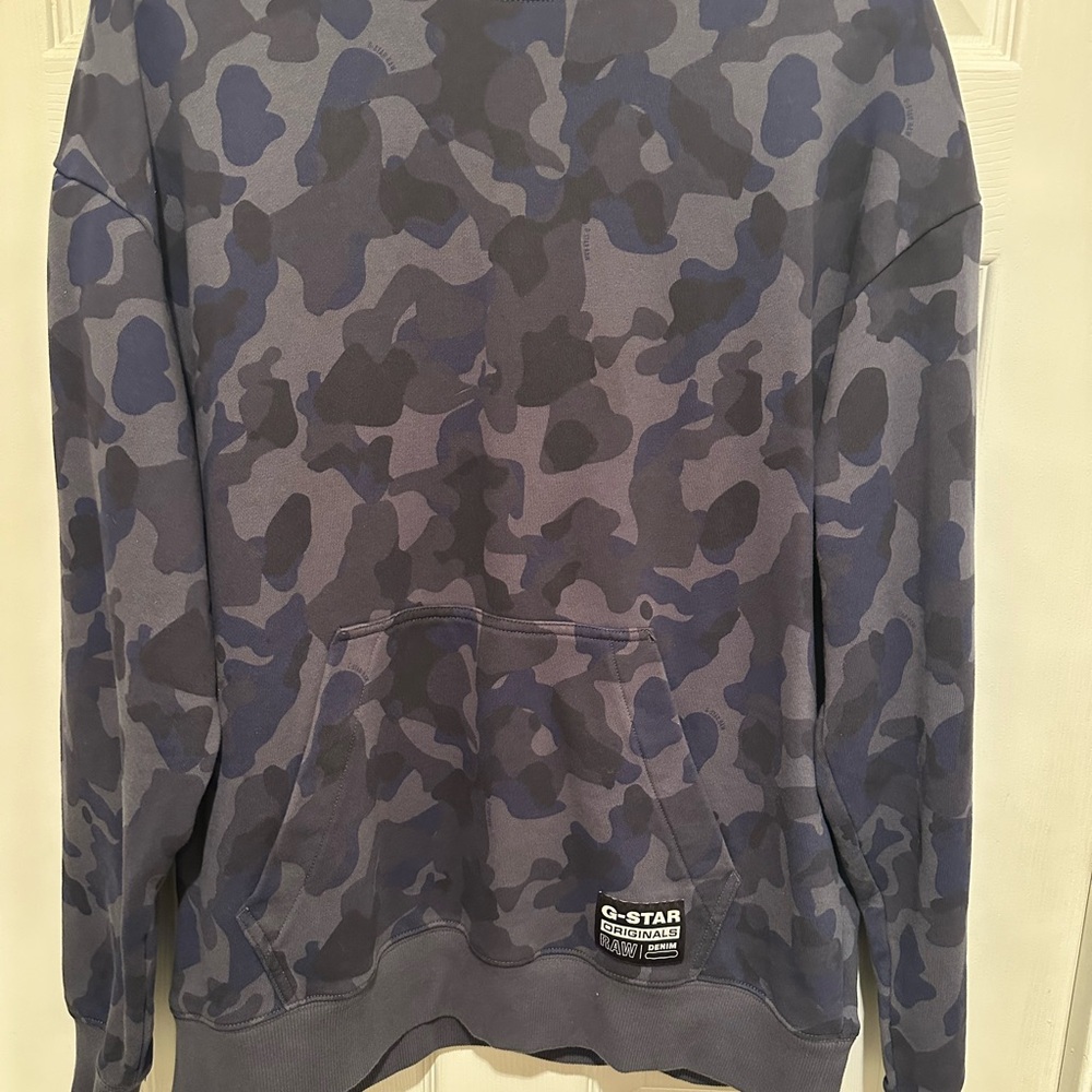 G-Star Blue and Gray camo Crewneck Sweatshirt size large